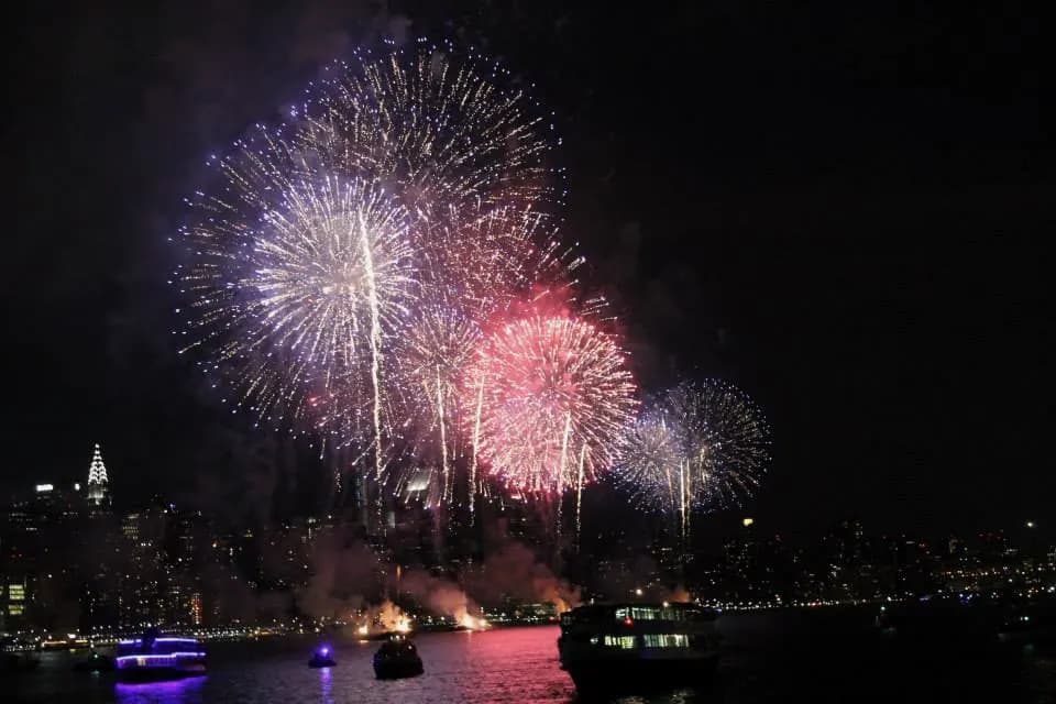 Fourth of July fireworks over New York Harbor