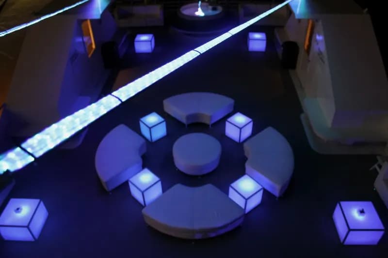 Upper deck view along the yacht