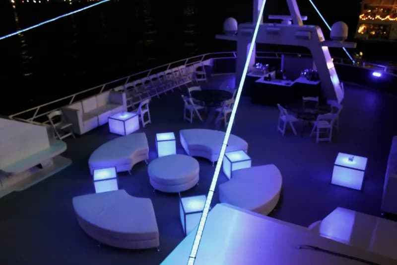 Sky deck furnished for an evening event