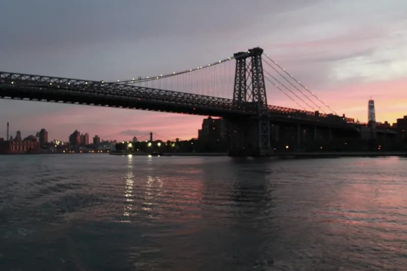 Passing beneath a New York bridge